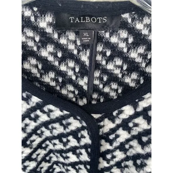 Talbots Wool Blend Pea Coat Women XL Black White Snap Button - Picture 3 of 5